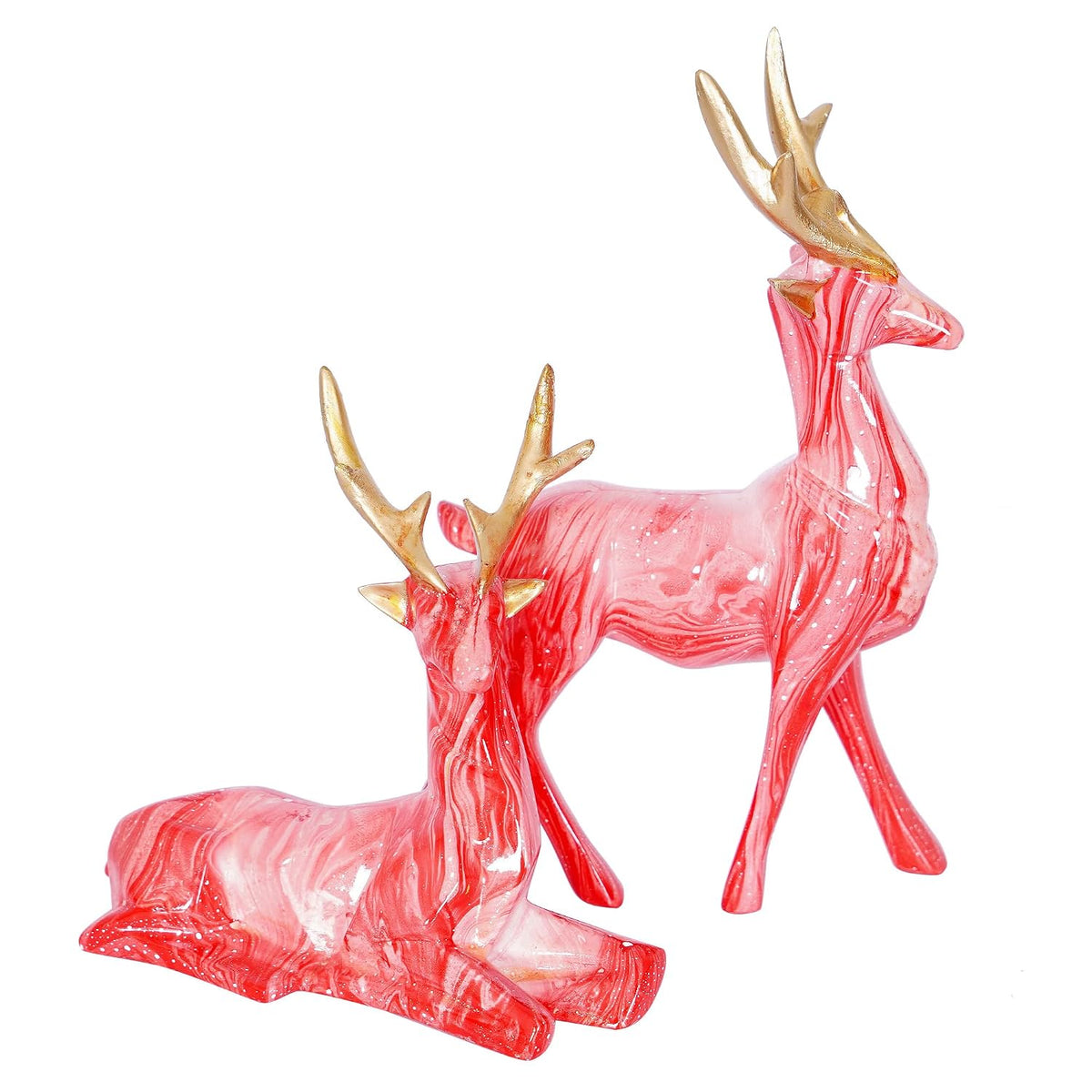Deer Showpiece for Home Decor & Office Decor (Set of 2) 38% Off (Baby Pink) ,Resin