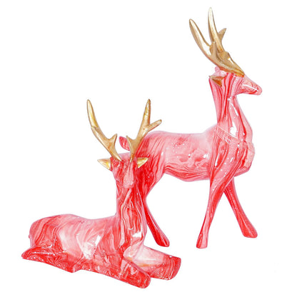 Deer Showpiece for Home Decor & Office Decor (Set of 2) 38% Off (Baby Pink) ,Resin