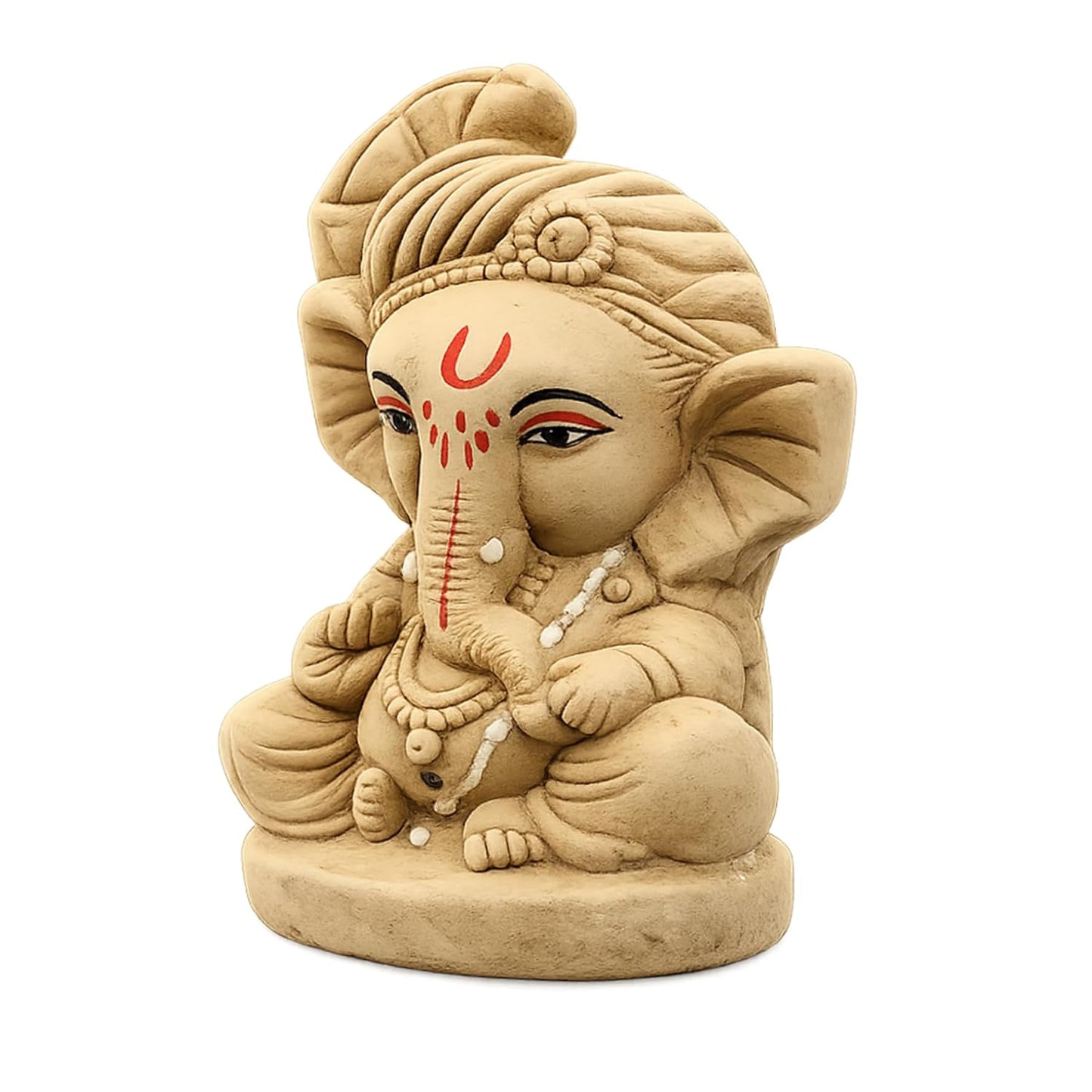 SHOPMEFAST Clay Ganesh Idol, 4 Inches Height, Water Soluble Ganpati Murti for Ganpati Visarjan (Small) (Natural Brown - Bal Ganesha)