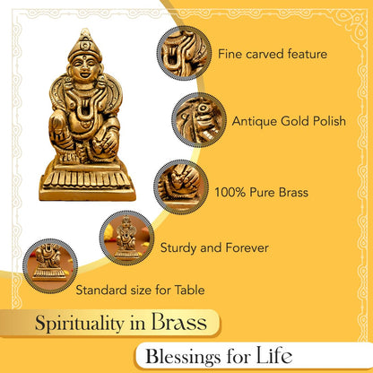 100% Pure Brass Kuber Murti (7 cm) | Kuber Statue for Vastu | Kubera Idol for Car Dashboard, Pooja Room, Home Puja, Office Desk | Kuberji ki Murti Pure Pital ki | Guberan Statue