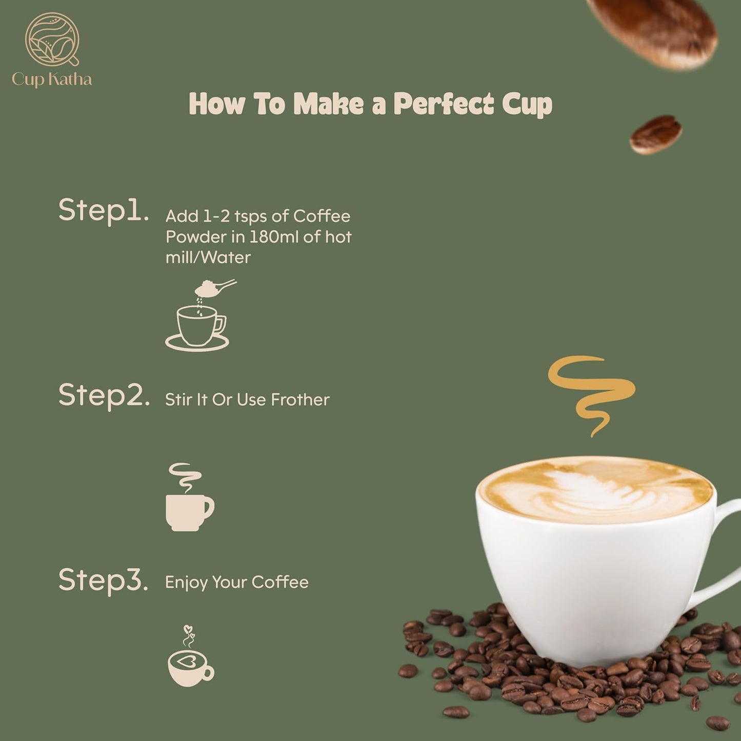 Cup Katha Noisette Luxe Instant Coffee | Freeze-Dried Arabica | Medium Roast | 50 Gram - Glass Jar (Natural Hazelnut)
