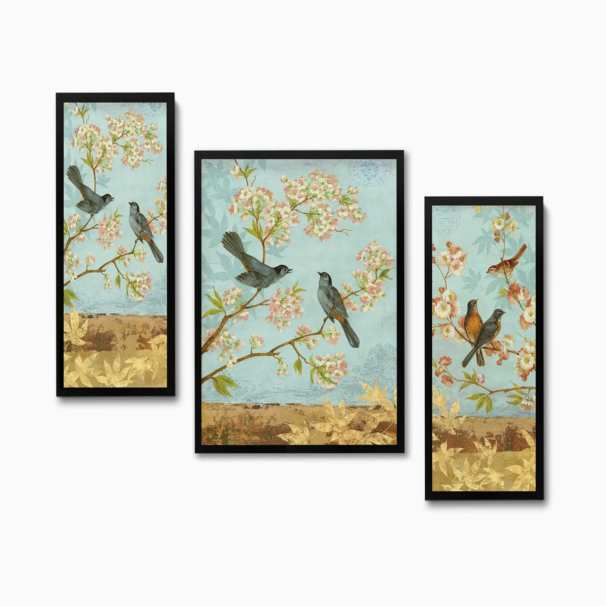 Wood Rectangular Wall Painting Frames For decor, Pictures Frame For Living Room, Home Decoration, Bedroom, Set of 3, 1pc- 23 x 30 cm, 2pc- 12.5 x 30 cm (Design 3) Multi