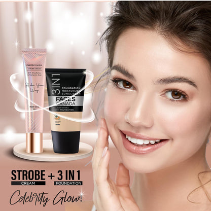 FACES CANADA Strobe Cream Mini- Rose Gold, 18ml | Primer + Highlighter + Moisturizer | Shea Butter & Hyaluronic Acid | Intense Hydration | Flawless Radiant Dewy Skin | Illuminating & Glowing Makeup Base