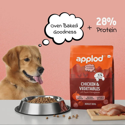 Applod Chicken & Vegetables with Apple & Pomegranate Adult Dry Dog Food | Oven-Baked Complete Nutrition for Skin & Coat Health | Vet-Reviewed Formula | 150g