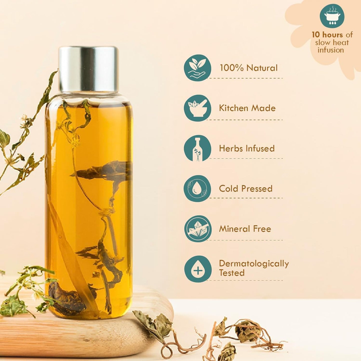 Nat Habit Winter Baby Hair Oil for Kids 0-5 Years | Ayurvedic Hair Oil for Baby with Brahmi, Matsyakshi & Dasabuti | Hair Growth Oil with Desi Ghee & Cold Pressed Oils | Cools Body, Aids Sleep, 110ml