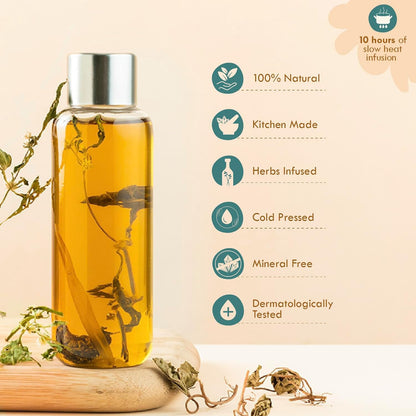 Nat Habit Winter Baby Hair Oil for Kids 0-5 Years | Ayurvedic Hair Oil for Baby with Brahmi, Matsyakshi & Dasabuti | Hair Growth Oil with Desi Ghee & Cold Pressed Oils | Cools Body, Aids Sleep, 110ml