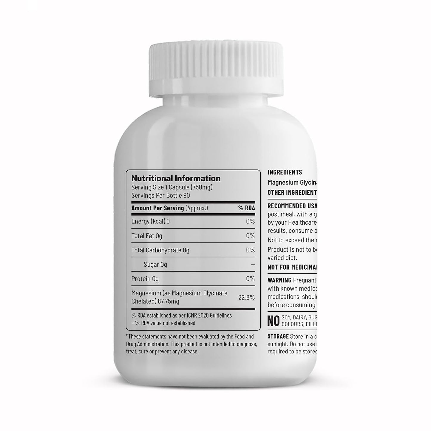 Unived Chelated Magnesium Glycinate Pure (non-buffered) | Fully Reacted Non-Buffered | High Absorption | Muscle Recovery, Sleep, Stress Support | Vegan | 90 Capsules