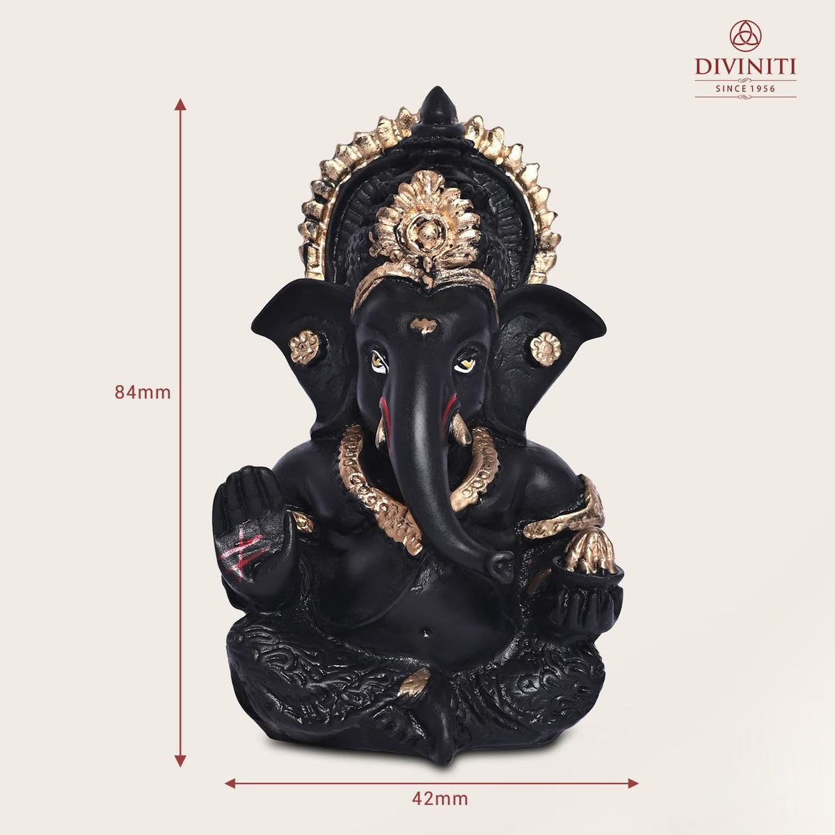Gold Plated Ganesh Idol for Office Desk Puja Room God Ganesha Idol for Home Decor Ganpati for Gift Office Table Shelves Gifting Idols (8.89 x 5.08 cm) (Black), Religious