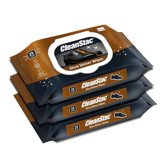 Formal Shoe Shiner Wipes | 75 Count, Brown | Packet with Lid | Instant Shine for Leather & Formal Shoes