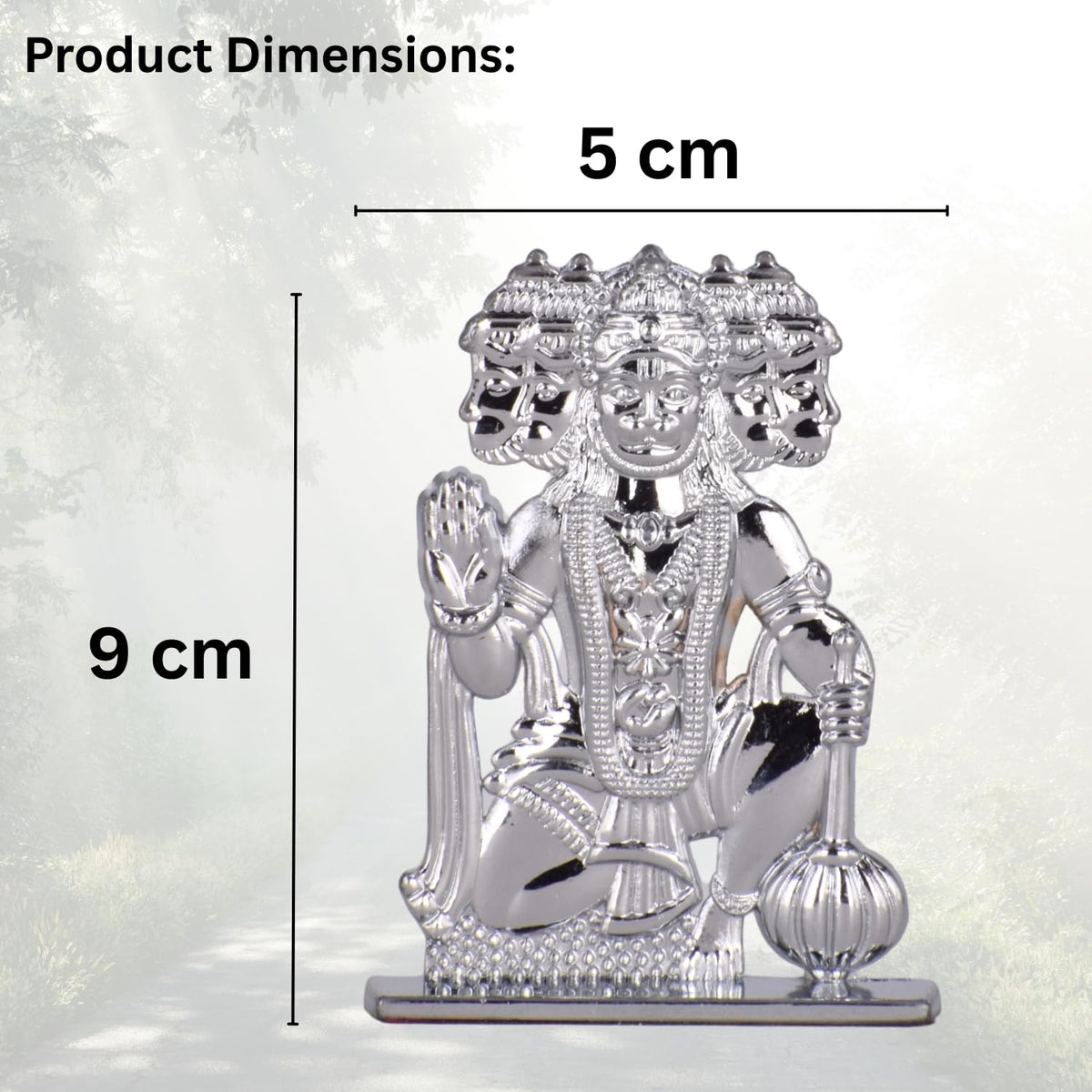 Shree Panchmukhi Hanuman Ji Idol for Car Dashboard – Silver Finish Bajrangbali Murti Divine Protection Symbol for Car & Temple (S973-SLVR)