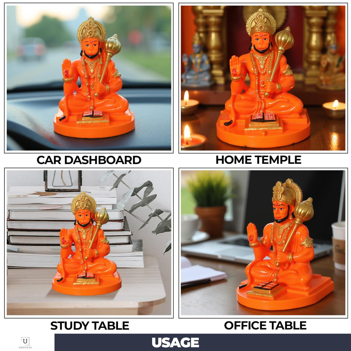 UNOVATE Hanuman Idol for Car Dashboard, Home, Office Desk | Hanuman Murti