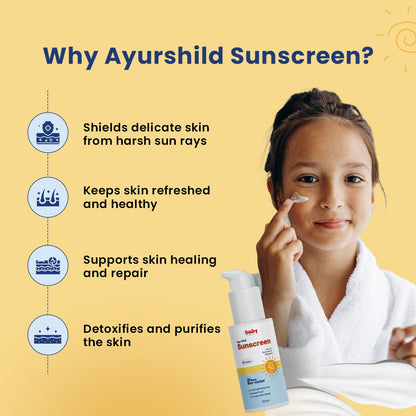 BabyOrgano Ayurvedic Sunscreen for Kids 2+ Yrs | SPF 50 PA+++ | Water Resistant 80 Mins | Manjistha, Rosemary, Beetroot & Avocado Oil | Non-Greasy & Paraben-Free | All Skin Types | 50g