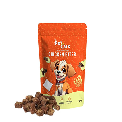 Pet en Care Chicken Bites Dog Treats, 100 gm | Protein Rich | Vitamin Enriched | All Breeds and Sizes