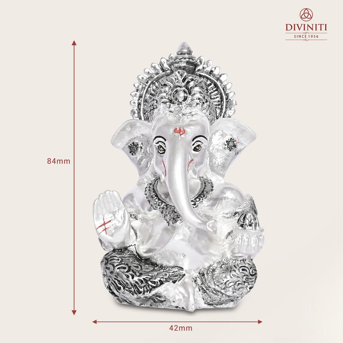 999 Silver Plated Ganesha/Vinayaka/Vinayagar Idol for Home Decor Puja/Gifting/Ganesh Statue for Office Desk Puja Room Figurine Home & Office Decor 3.5 inches (8.89 x 5.08 cm)(Silver Matte)