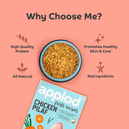 applod Chicken Pilaf Fresh Dog Food for Adult Dogs | High-Protein Chicken Meal for Muscle Strength & Easy Digestion | Complete & Balanced Fresh Nutrition | 300g