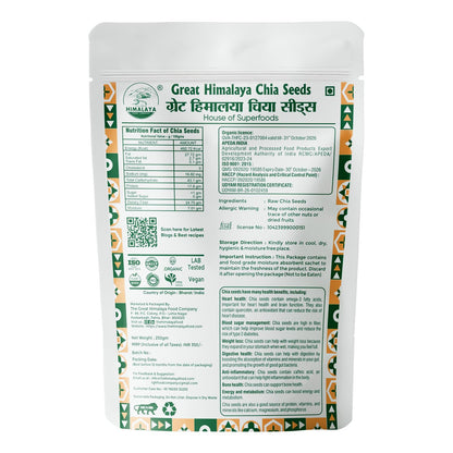 Great Himalaya Chia Seeds 250gm | Rich in Omega 3 Fats dietary Fiber & Protein | Helps in Weight Management, Raw Chia Seeds for Eating