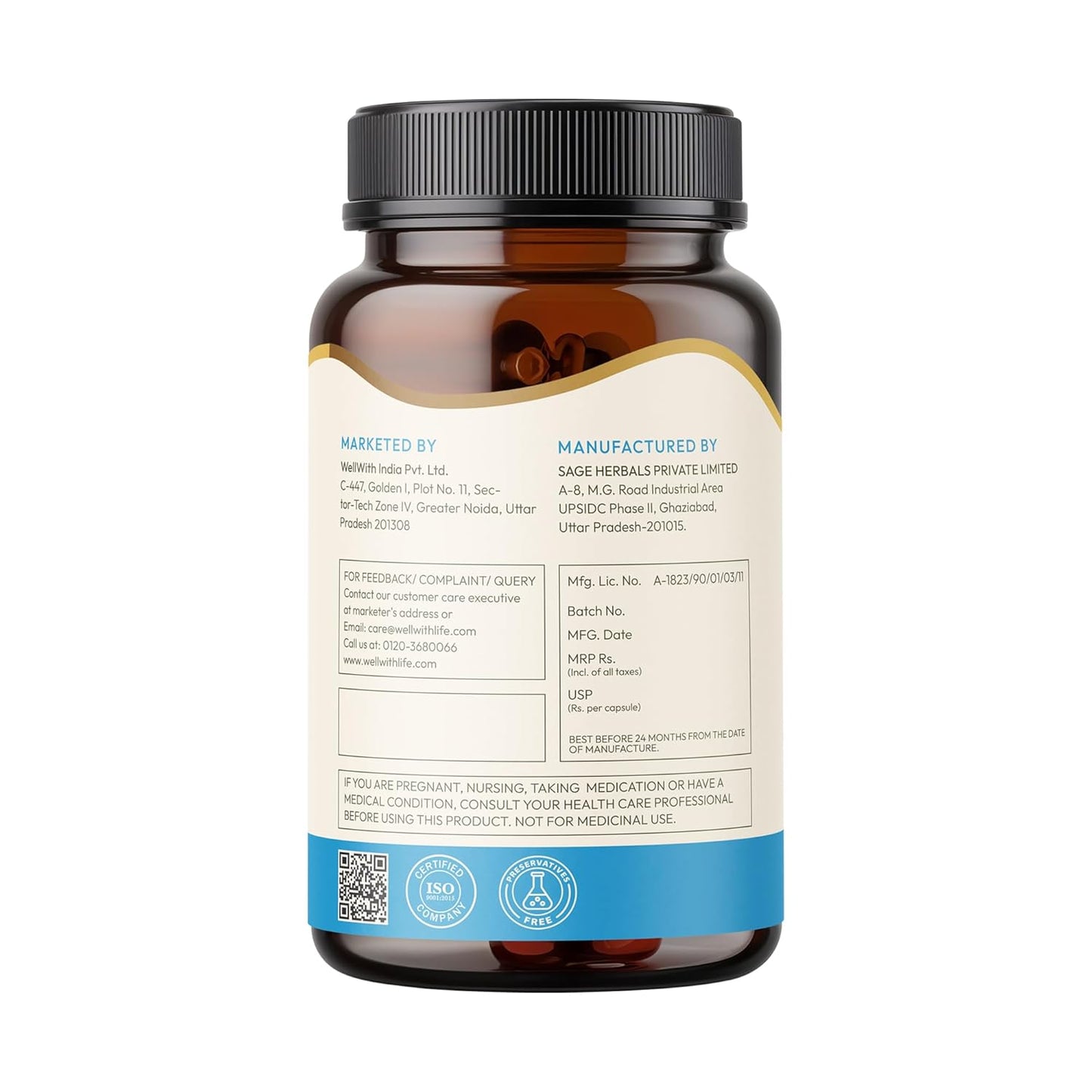 Wellwith by Ayuzera Orthowin Capsule Pack of 1- Pain Relief, Bone Strength, Strong Teeth, Bone Density- 60Capsule | Dietary Supplements