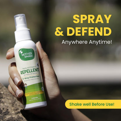 Mother Sparsh Natural Insect Repellent Spray For Babies | With Citronella, Eucalyptus & Lemongrass Oil | 100% Protection from Mosquitoes, Fleas and Ants- 100ml