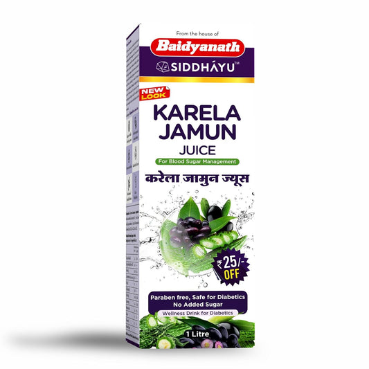 Baidyanath Asli Ayurved Karela Jamun Juice 1Ltr | Diabetes Care | Controls Blood Sugar Naturally | 100% Pure Herbal Juice