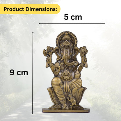 Gajanan Ganesh Ji Idol for Car Dashboard – Brass Finish Ganesh Ji Statue Spiritual Decor for Home, Car & Temple (S982-BRS)