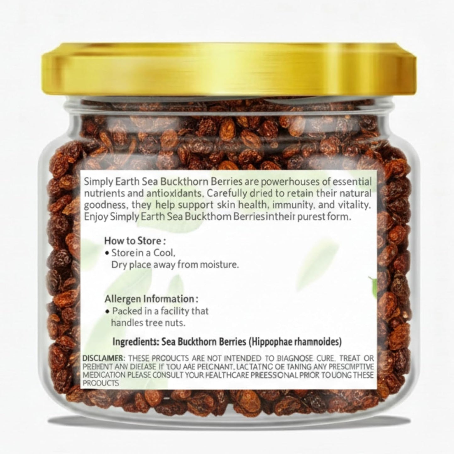 Simply Earth Sea Buckthorn Berries | 100% Natural & Non-GMO | Rich in Vitamin C, Omega 7 & Antioxidants | Boosts Immunity, Skin Glow & Hair Health | No Artificial Flavours - 60g