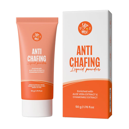 Yu n Me Anti-Chafing Liquid Powder Cream | Anti-Rash Cream for Inner Underarms & Intimate Areas | Dermatologically Tested | Tapioca Starch & Aloe Vera | Non-Greasy Formula | For Men & Women | 50gm