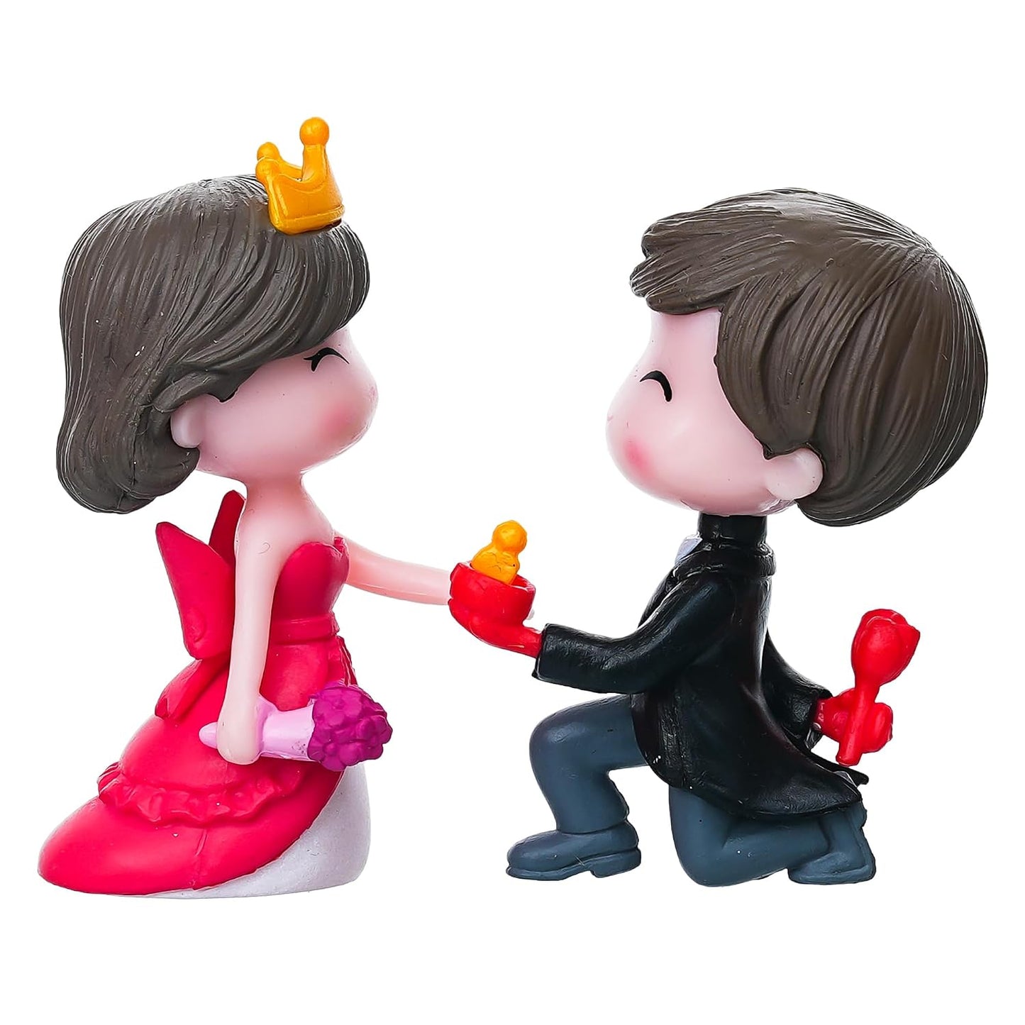 eCraftIndia Cute Couple Statue Boy Proposing Girl Miniature Showpiece Valentine Gift for Girlfriend Boyfriend Husband Wife Her Him | Valentine Decoration Items | Happy Birthday Cake Topper