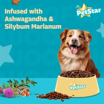 Mankind Petstar Adult Dry Dog Food (High Protein) Chicken & Wheat Flavor, 1kg | Improves Muscle & Strength, Supports Immunity, Protects Liver & Kidney| Adult Dog Food