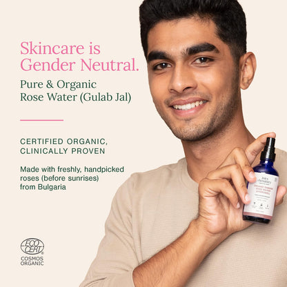 Juicy Chemistry Organic Damask Rose Water (Hydrosol), 100 ml | 100% Pure Steam Distilled | Brightens & Promotes Even Skin Tone | Boosts Skin Hydration | Dermatologically Tested | Clinically Proven