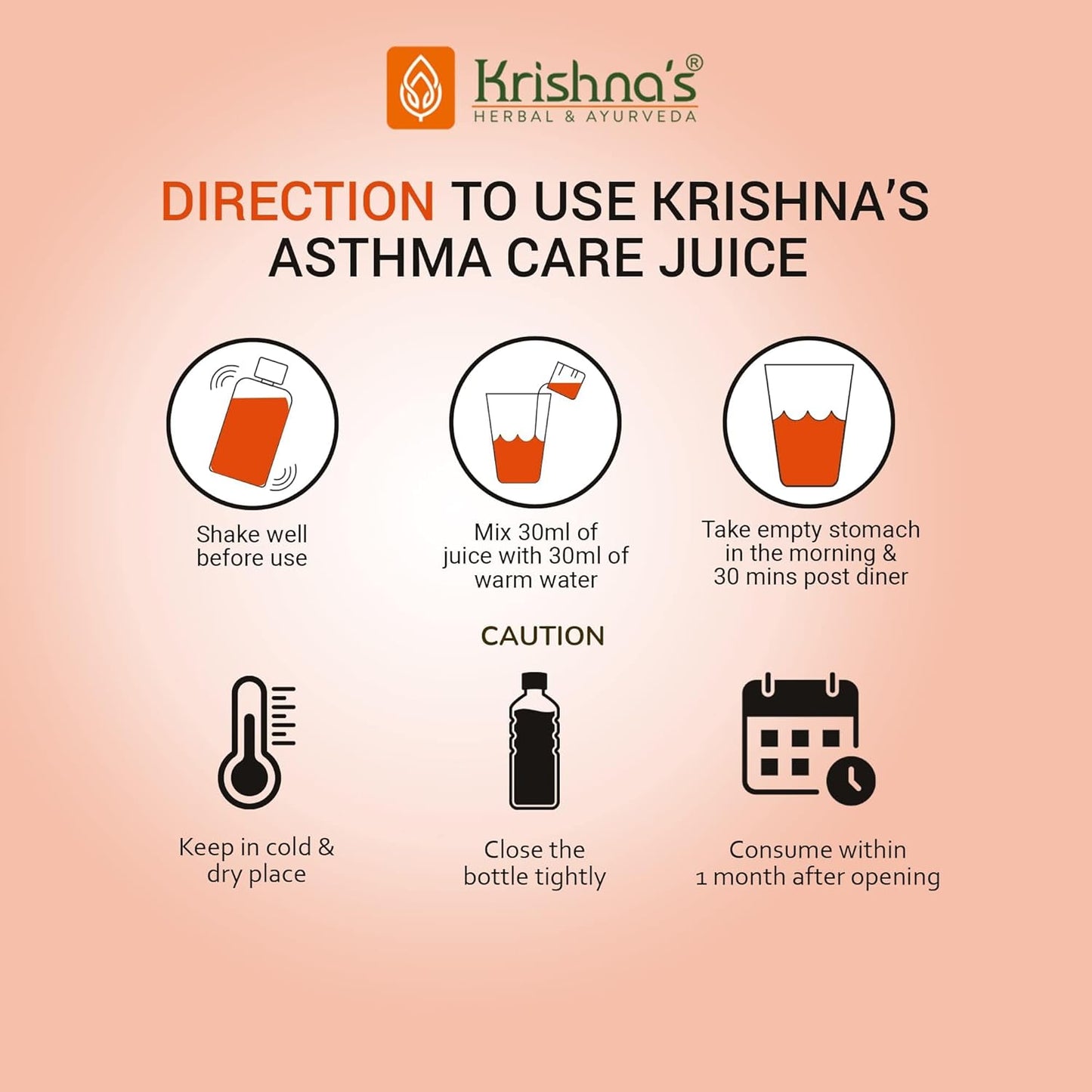 Krishna's Herbal Asthma Care Juice With Goodness of Tulsi & 13 other Herbs for Ease Breathing, Boost Immunity - 1000 ml (Pack of 1)
