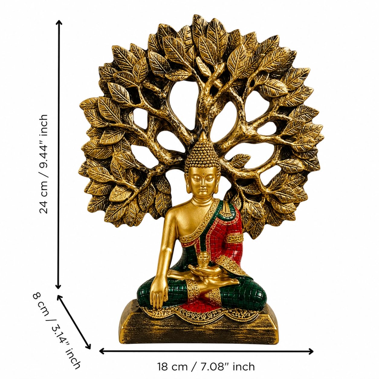 eCraftIndia Buddha Idol for Home Decor Living Room | Gautam Buddha Statue Under the Bodhi-Tree | Showpiece Gift for Housewarming Birthday
