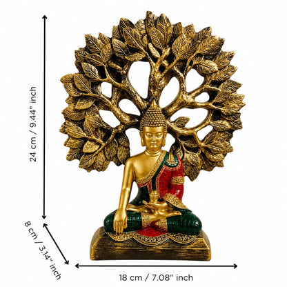 eCraftIndia Buddha Idol for Home Decor Living Room | Gautam Buddha Statue Under the Bodhi-Tree | Showpiece Gift for Housewarming Birthday