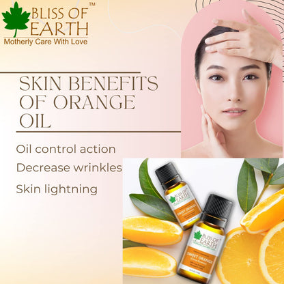 Bliss of earth 100% Pure SWEET ORANGE Essential Oil 10 ML Bottle Therapeutic Grade Essential Oils Ideal For Aromatherapy