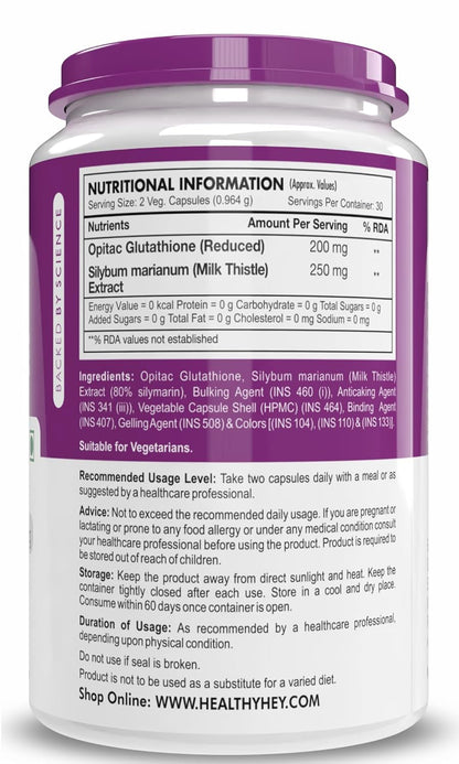 Supplement container with nutritional information label on a white background