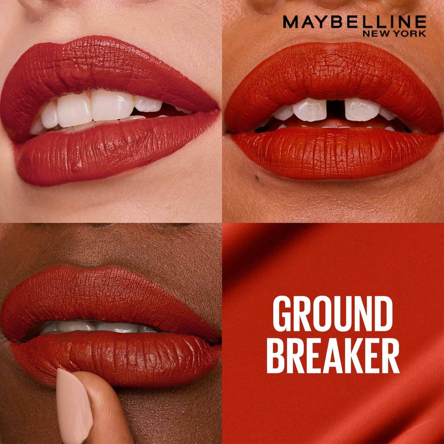 Maybelline New York Superstay Matte Ink Liquid Lipstick, Ground Breaker | No budge bold color for 16H | Transferproof, Waterproof, Foodproof | Brown skin friendly