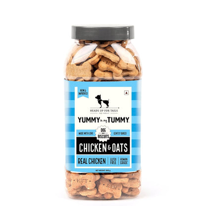Yummy in My Tummy by HUFT Chicken & Oats Dog Biscuits – 800 gm | Crunchy & Healthy Treats for Puppies (2+ Months) & Adult Dogs | High-Protein Snack | Ideal Training Treat for All Breeds Dogs