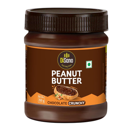 DiSano Chocolate Peanut Butter Crunchy, 23g Protein & 6.4g Dietary Fibre, Tasty & Healthy Chocolate Spread for Breakfast & Snacks, Made with Premium Roasted Peanuts