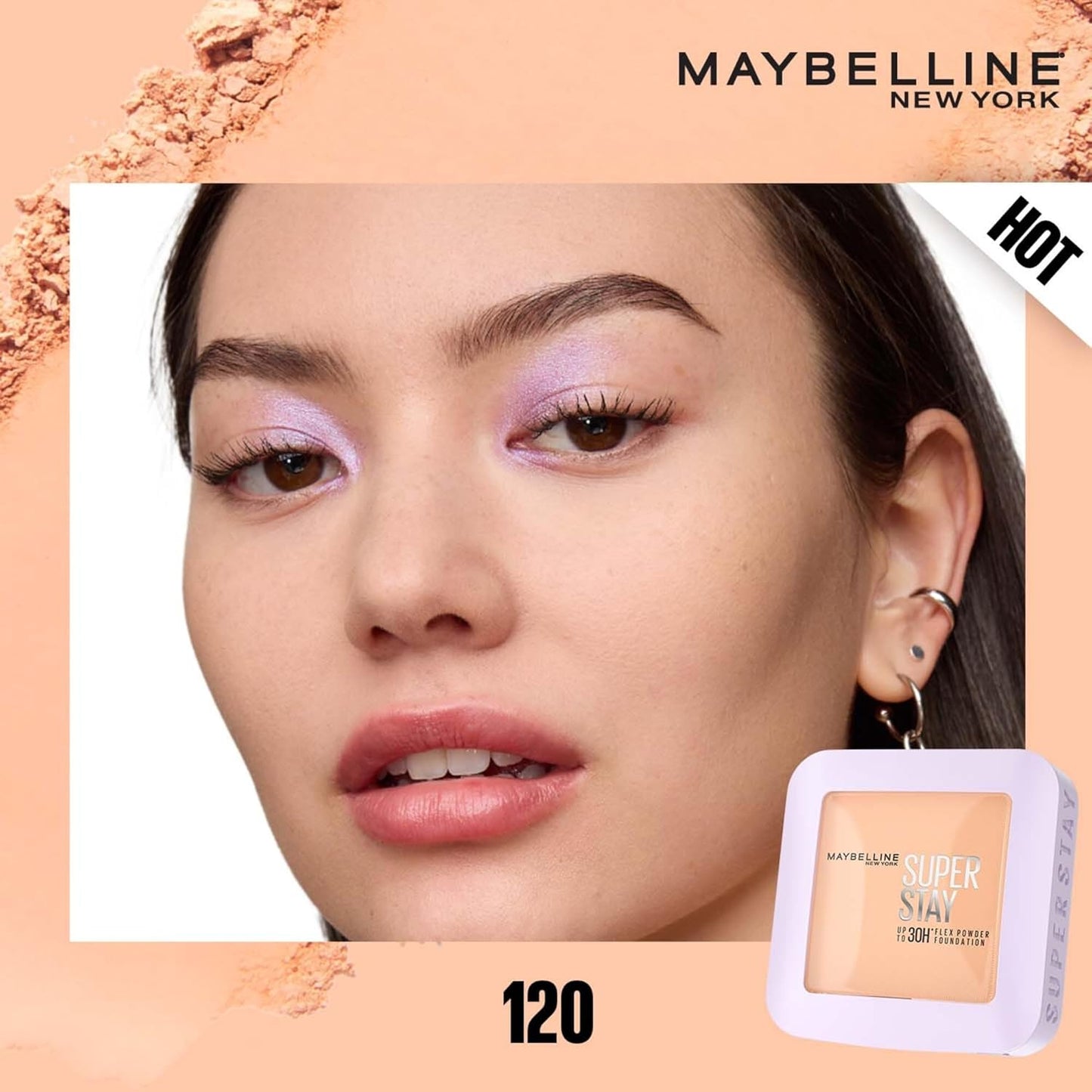 Maybelline New York Super Stay Flex Powder Foundation, 120 | 30H Wear, Oil-Control, Transfer Proof