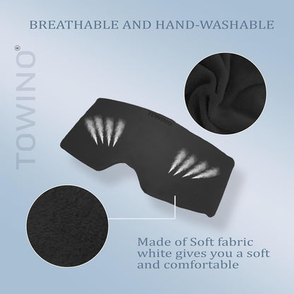 TOWINO® Eye Mask for Sleeping Super Soft & Smooth And Fully Adjustable To All Size Heads - Super Soft & Comfortable for Women and Men, Blindfold for Travelling, Night Sleeping,Nap Suitable for All Family Members Made In India (Black)