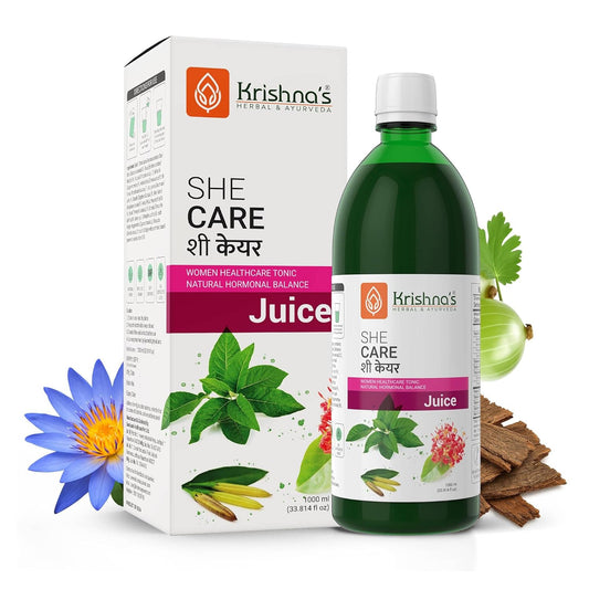 KRISHNA'S HERBAL & AYURVEDA Women's She Care Juice Infused With 5 Herbs for Hormonal Balance, PCOS, PCOD, Period Pain Relief, Hair & Skin Health, Clinically Proven - 1000 ml (Pack of 1)