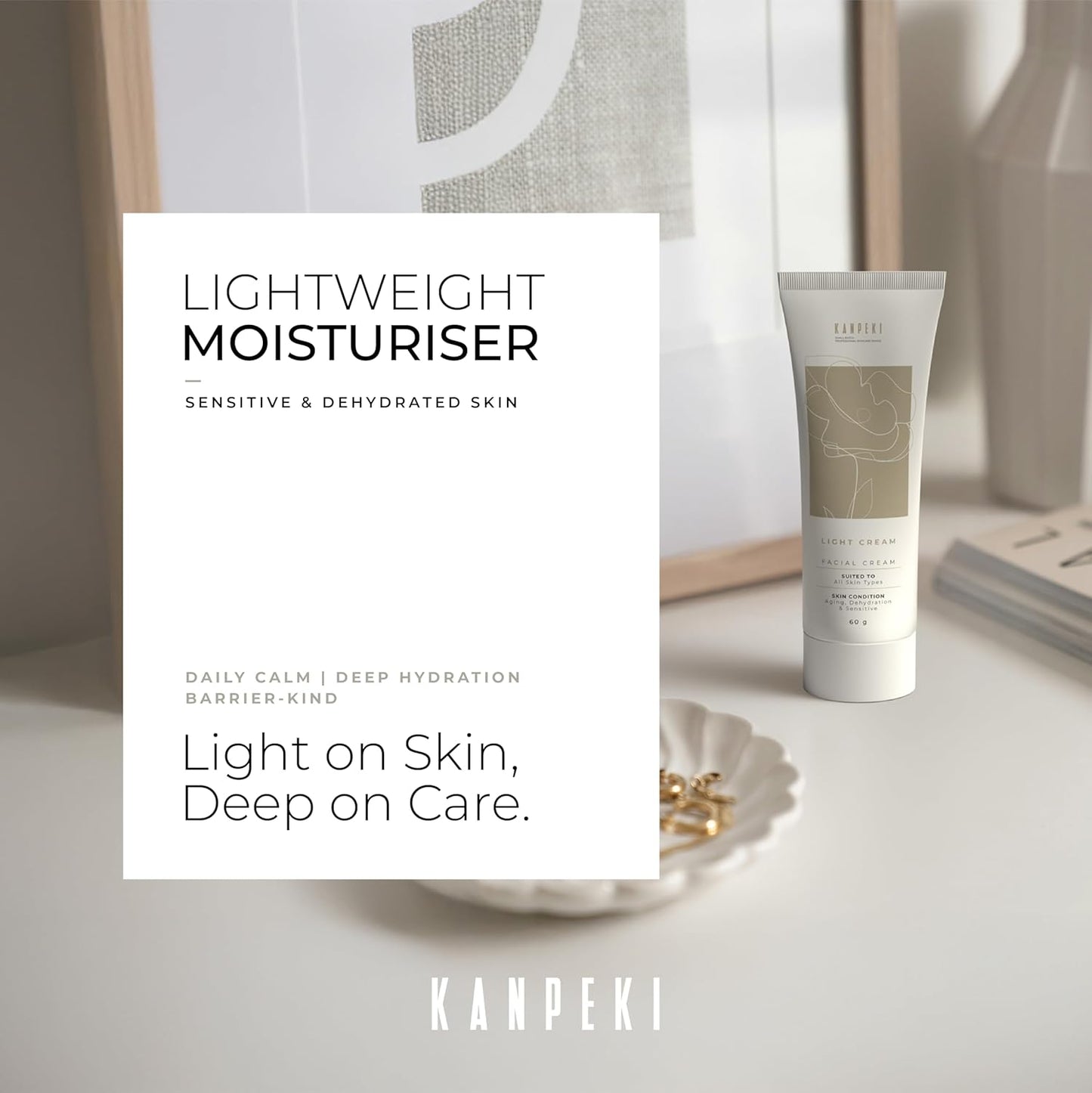 Kanpeki Light Facial Cream Counteracts Signs of Ageing, Provide Hydration, Reduces Sensitivity Contains Kesar, Aloe Vera, Honey & Willow Bark for All Skin Types, 60g