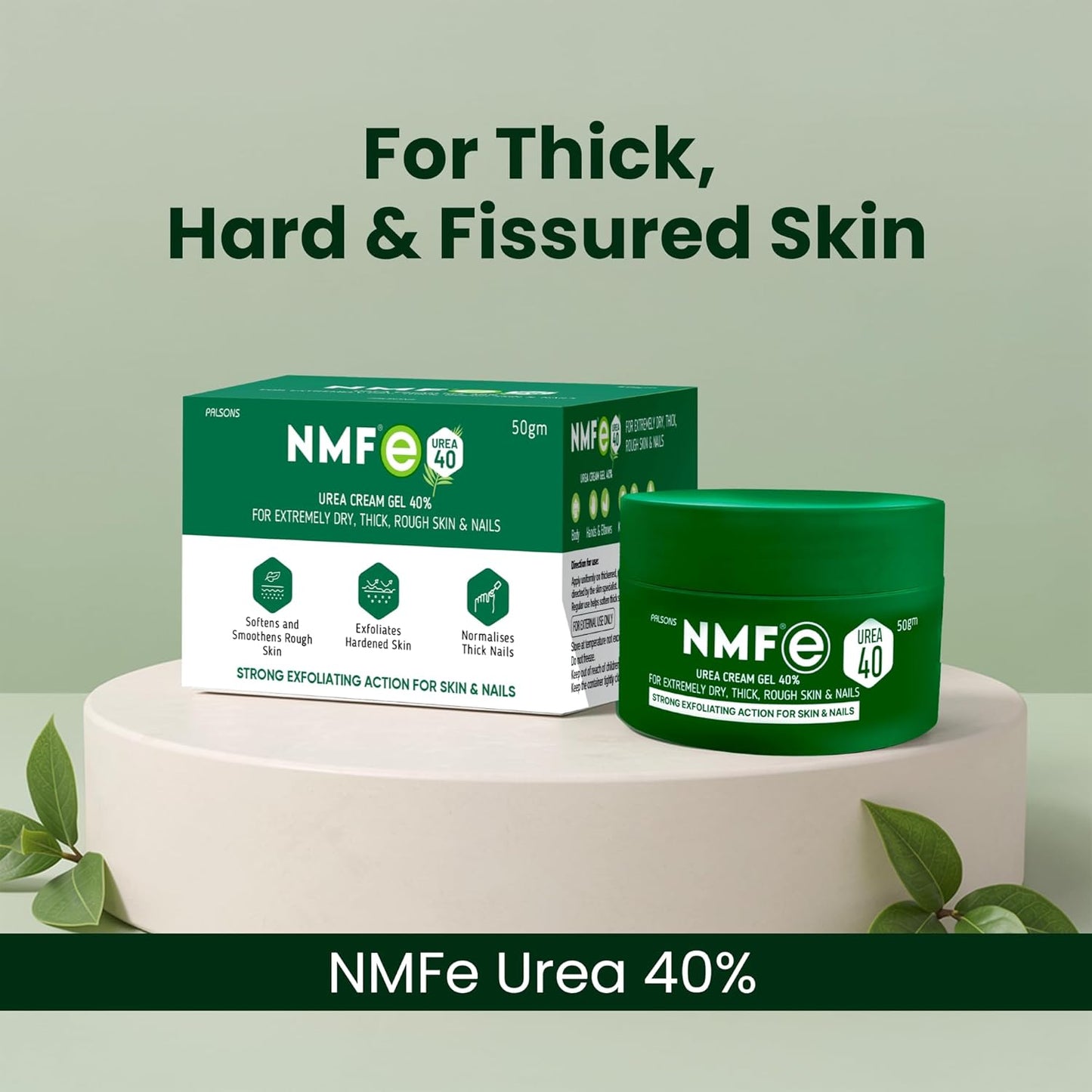 NMFe Urea 40% Cream for Cracked Heels & Thick Skin With Lactic Acid, Aloe Vera and Vitamin E | Intensive Keratolytic Gel Cream for Hyperkeratosis, Rough Patches & Diabetic Feet | 50 GM