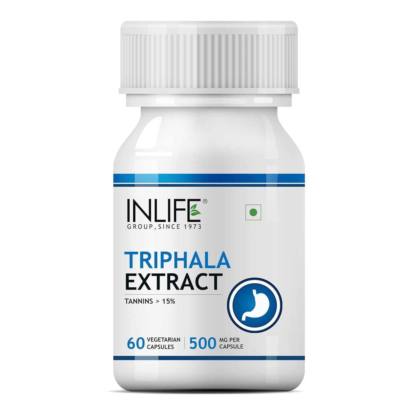 INLIFE Triphala Capsules | Tannins > 15% | Amlaki Haritaki and Bibhitaki | Digestion Support Supplement, 500 mg - 60 Vegetarian Capsules (Pack of 1)