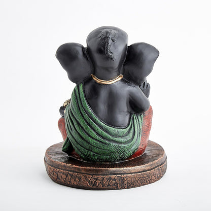 Black Ganesha Idol, Lord Ganesh Statue & Ganpati Murti for Home Decor, Pooja Room, Home Temple, Living Room, Office Desk, Spiritual Showpiece & Festive Decoration