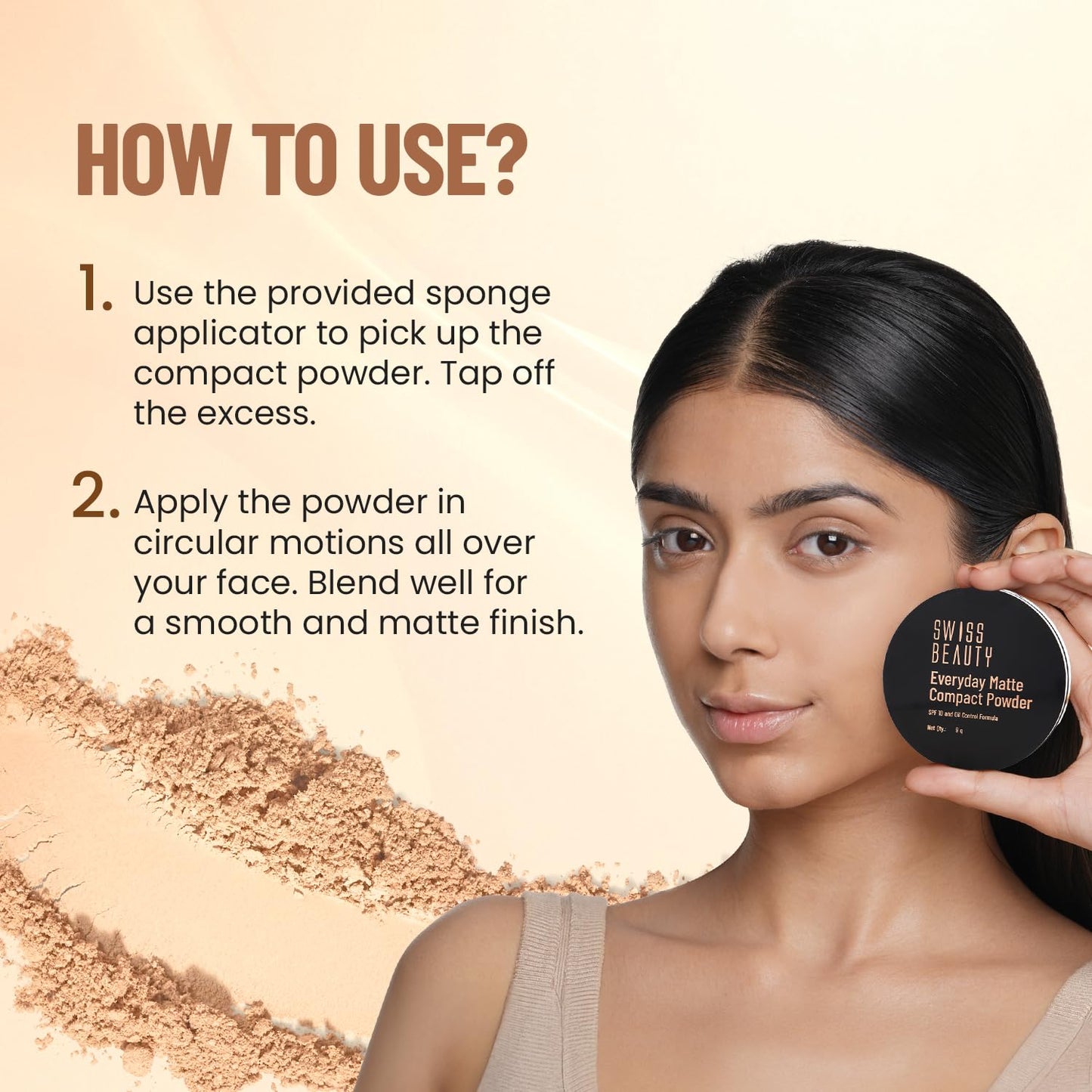 Swiss Beauty Everyday Matte Compact with SPF 10 | Oil-Control Formula | Blurs Pores | Soft-Focus Finish | Enriched with Vitamin E | Shade- 04 Honey, 9g