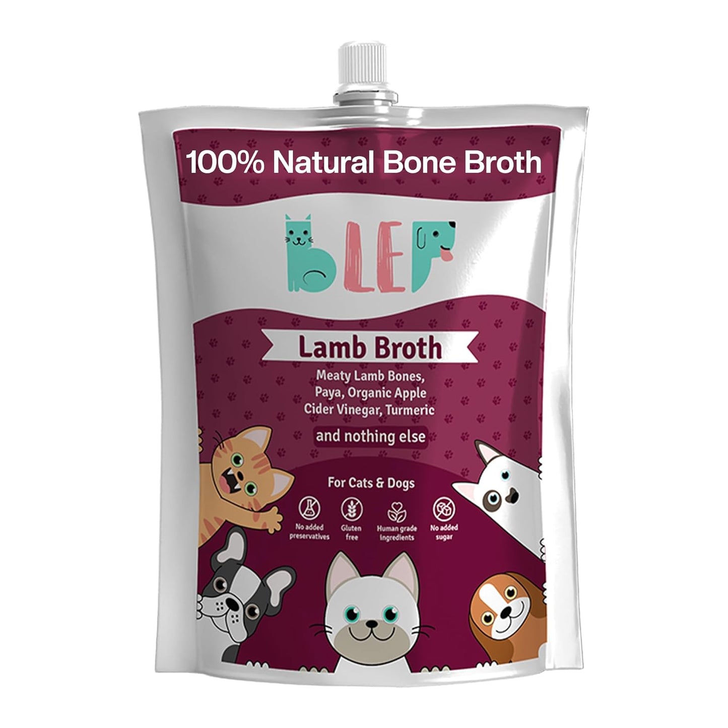 BLEP Dog Food Adult & Puppy, Lamb Broth, Dog Food, Dog Wet Food | Collagen Rich | Bone Broth | Ideal for All Breeds | Zero Preservatives |100 ml (Pack of 1)