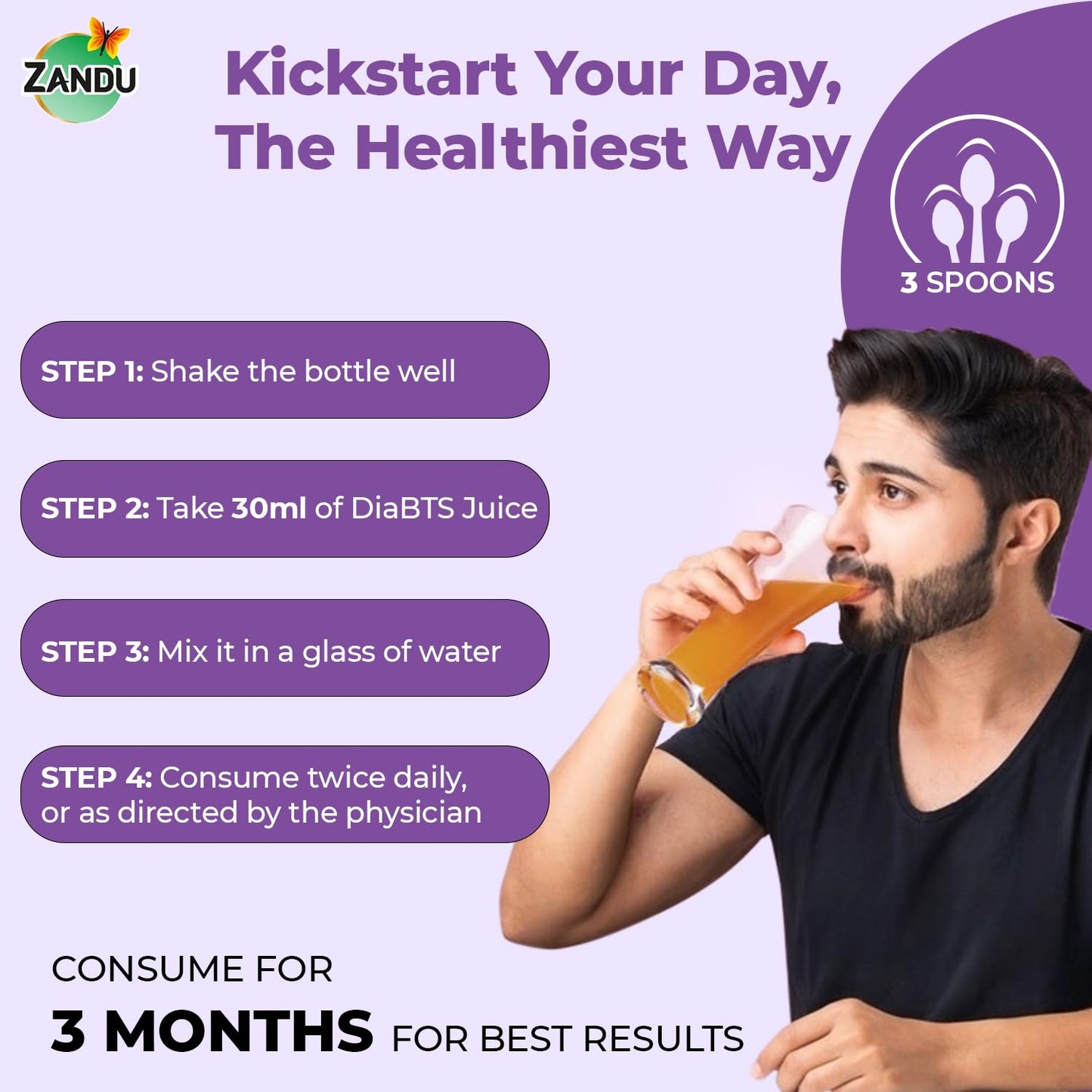 Zandu DiaBTS Care Juice with Karela & Jamun, 500 ml | Blend of 9 Ayurvedic ingredients | Natural & Vegetarian