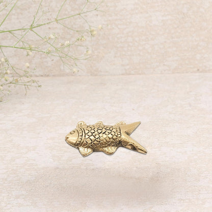 Brass Animal Fish Sculpture Statue Handcrafted Decorative Showpiece Idol for Home, Office Dcor (Length : 5cm Length | Weight : 25gm Approxe)