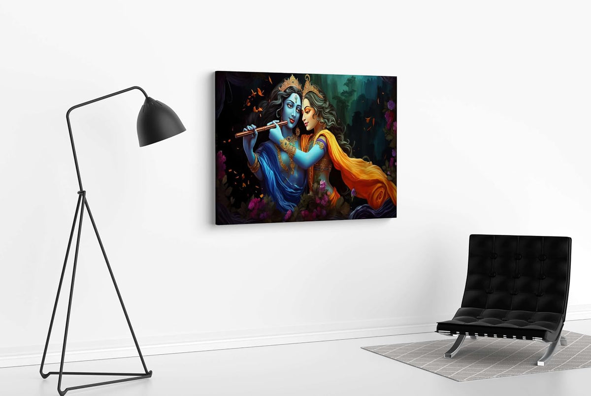 Radha Krishna Paintings For Wall Decoration With Frame Canvas Painting For Living Room Bedroom Home Office & Hotels (22 inch x 16 inch CH-RK-LDP12)