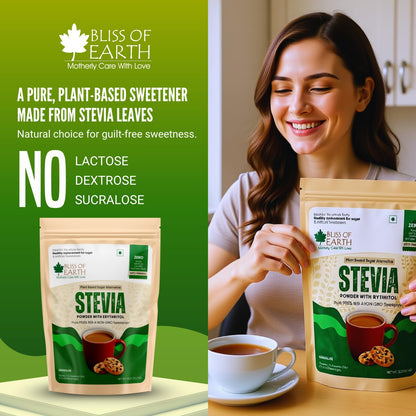 Bliss of Earth Stevia Powder, Sugar Free Zero Calorie Sweetener Diabetic and Keto Friendly 99.8% Purity Vegetarian Gluten Free Quick Dissolve, 1 KG